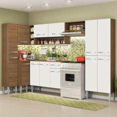 Cozinha Completa de Canto Reto Madesa Emilly Love com Armário e Balcão 13 Portas 1 Gaveta