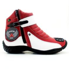 Bota Atron Shoes Motociclista 271 Cano Baixo  - Branco Vermelho