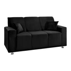 Sofá 3 Lugares Fixo Tokyo Veludo Speciale Home Preto