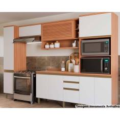 Kit De Cozinha Completa 5 Peças Thela Macadâmia (2aéreos+1balcão+2paneleiros) Czc20 Freijo-branco - Telasul