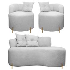 Sofá Namoradeira 2 Lugares Grecia Conceito Orgânico 145cm Bouclê Cinza SOFA STORE