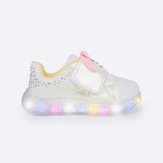 Tênis de Led Infantil Pampili Liz Luz Cachorrinho Branco-Feminino