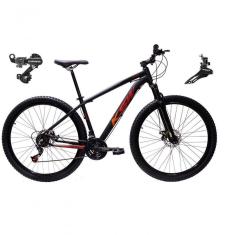 Bicicleta Aro 29 Ksw Xlt Alumínio 24v Câmbios Shimano Garfo Suspensão - Preto/vermelho/laranja Tam.21