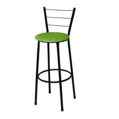 Banqueta Alta Preta com Assento Verde Fortmix