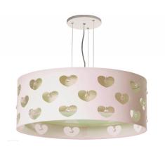 Lustre infantil pendente corações c/ cristais crú 40x16 - Tom Luz
