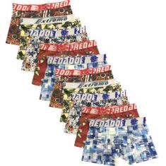 Kit 10 Cuecas Box Boxer Fristyle Em Microfibra Estampada Infantil, P