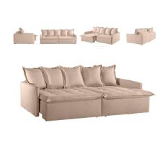 Sofá Cama Texas Retrátil Com Pillowtop E Espuma D28 Zarat Bege