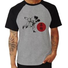 Camiseta Raglan Jiu Jitsu Judô Artes Marciais - Foca na Moda, Cinza, P