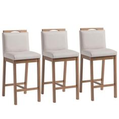 Conjunto 3 Banquetas Madeira Maciça Dani - Ease Móveis