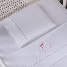 Jogo de Lençol Berço 3 Peças com Elástico Bordado Ponto Palito  Várias
