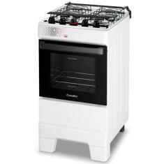 Fogão 4 Bocas Esmaltec Ideal Top Limpa Fácil Branco Inox Bivolt - T4IA