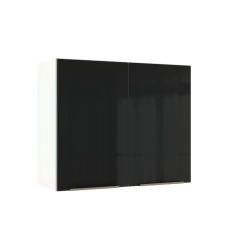 Armário Aéreo Madesa Lux 80 cm 2 Portas - Branco/Preto