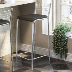 Banqueta Genova Cromada Preto - Kappesberg