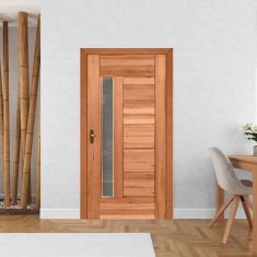 Kit Porta de Madeira Pivotante Lado de Abertura Direito 213x945cm Batente 12cm Pe34 Esel