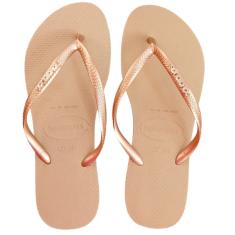 Chinelo Havaianas Slim Logo Mettalic Rose Gold