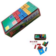 Brinquedo pedagógico educativo em madeira torre inteligente