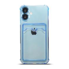 Tuokiou Capa para iPhone 2024, capa protetora transparente com compartimento para cartão, capa carteira de TPU macio resistente a quedas com amortecedor, linda capa de bolso com porta-cartões para