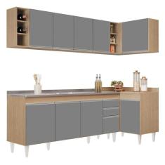 Armário de Cozinha Modulado de Canto Esquerdo 5 Peças CP54 com Pia Ino