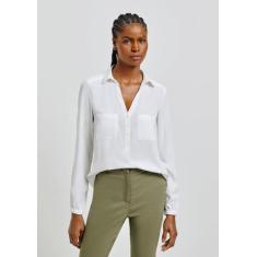 Camisa Básica Feminina Com Bolsos Frontais - hering, XG, Algodão cru