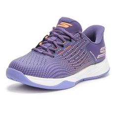 Skechers Tênis feminino Hands Free Slip-ins Viper Court Reload, Roxo/Coral, 36