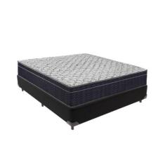 Cama + Box Casal Colchão Ortobom D45 Airtech Extra Firme Cor:preto