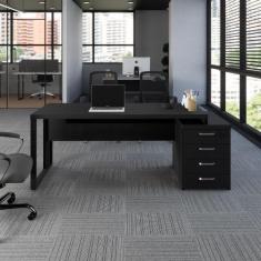 Mesa Escritório Diretor 1,70m a 1,92m 4 Gavetas Pé Metal F5 - F5 Offic