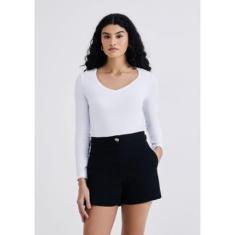 Blusa Básica Feminina Manga Longa Slim - Marrom XXG-Feminino