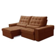 Sofá 5 Lugares Retrátil e Reclinável Alasca Veludo Terracota