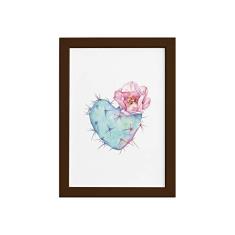 Quadro Cacto e Coração Moldura Preta 22x32cm