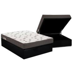 Cama Box Baú Casal: Colchão Espuma D45 Ortobom Light + Base CRC Courano Black(138x188)