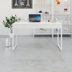Mesa para Escritório 135cm 2 Gavetas Kuadra Branco Chess/Est.Branca