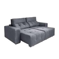 Sofá 3 Lugares Retrátil e Reclinável Roma Suede Cinza - Vicam