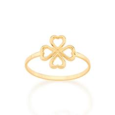 Anel Rommanel Banhado Ouro Skinny Ring Trevo De Quatro Folhas 512875, 