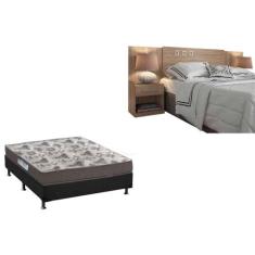 Cama Box Casal CRC + Colchão ISO 100 Ortobom + Cabeceira Plus Atacama 