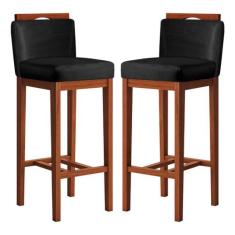 Kit 2 Banquetas Alta para Bancada Ilha 38x102 Cm Líbia Madeira Maciça 