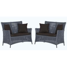 2 Sofás Área Externa Igapó Alumínio Pintura Preta Corda Náutica Estofado Impermeável 9