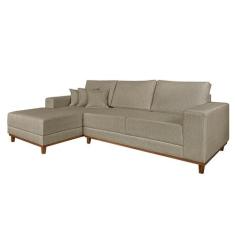 Sofá 4 Lugares Mônaco Com Chaise Esquerdo Linho Bege - Mobly