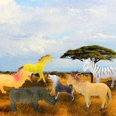 Brinquedo Infantil Kit 6 Animais Selvagens Em Miniatura De Borracha