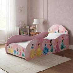 Cama Infantil Rosa Princesas Disney Estrutura Forte com Acabamento UV 