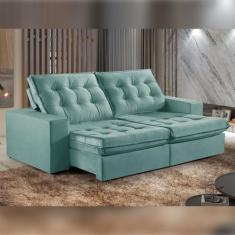 Sofá Retrátil e Reclinável Modulado 250cm Pés em Madeira Maciça Capri 