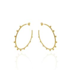 Brinco Argola Pequena Bolinhas Banhado Ouro 18K