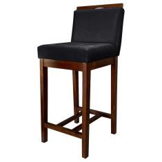 Banqueta Média para Bancada Gourmet Líbia Madeira Capuccino Suede Preto CCS