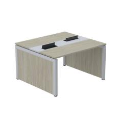 Mesa de Plataforma Dupla para 2 Pessoas Corporativa 130x140/2p Nogueira Casblanca/Cinza