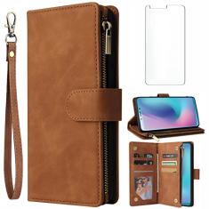 Asuwish Capa carteira compatível com Samsung Galaxy A6S e protetor de tela de vidro temperado, capa flip de couro, suporte de cartão, acessórios de celular, capas para celular para mulheres A 6 6A S