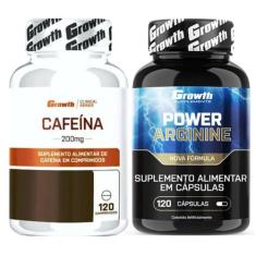 Cafeina Pura 200Mg 120 Caps + Arginina 120 Caps Growth