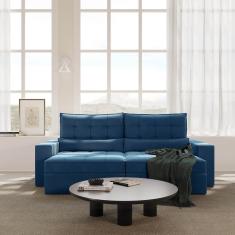 Sofá Retrátil e Reclinável 4 Lugares 250cm Embaúba Extra Cabecasa Madeiramadeira Azul Diamante