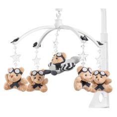 Móbile para berço musical e giratório Urso Aviador Marinho - Sleepbaby