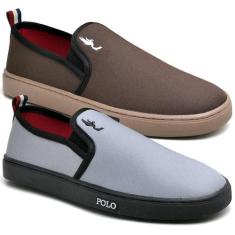 Kit 2 Pares Tênis Slip On Masculino Lona Dia a Dia Casual - Polo Blu, 