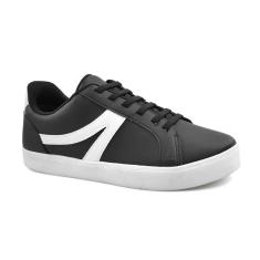 Tênis Godiva Casual Minimalista Cadarços Feminino Preto Branco
