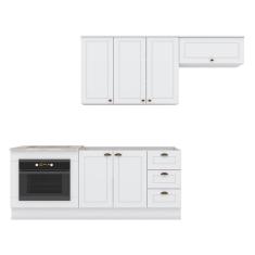 Cozinha Completa Americana 4 Peças com Balcão Forno de Embutir e Tampo Cooktop Calcare - Móveis Henn Branco